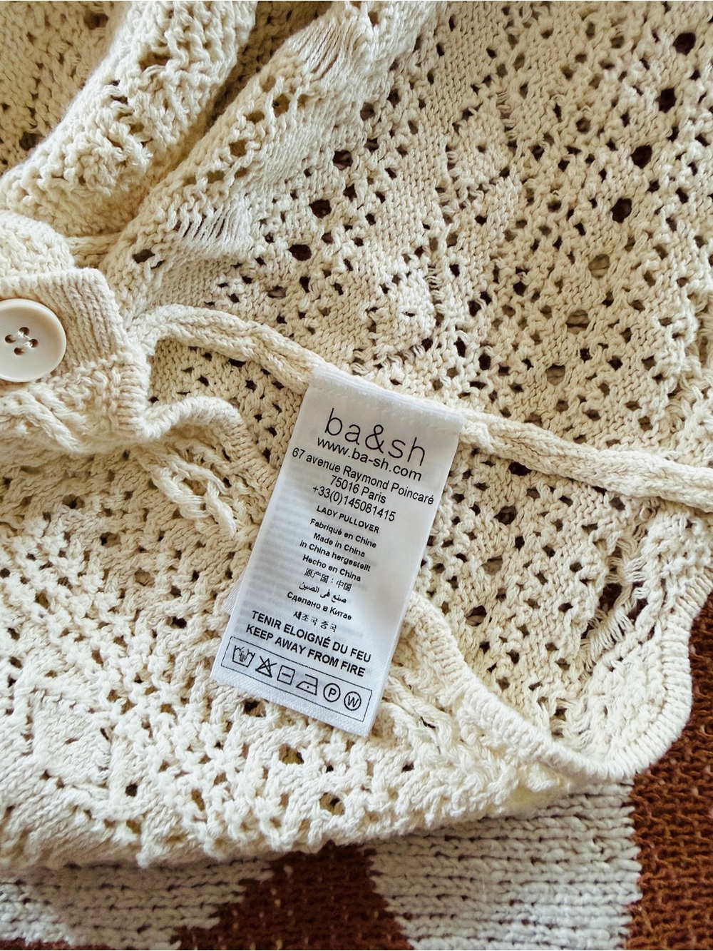 Organic Cotton ✨Crochet Button-Back ✨Crop Tank Top in Cream✨ - Picture 6 of 15